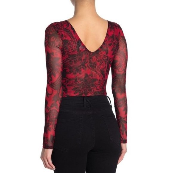 Socialite - Double V Long-Sleeve Bodysuit - NWOT - Picture 2 of 7